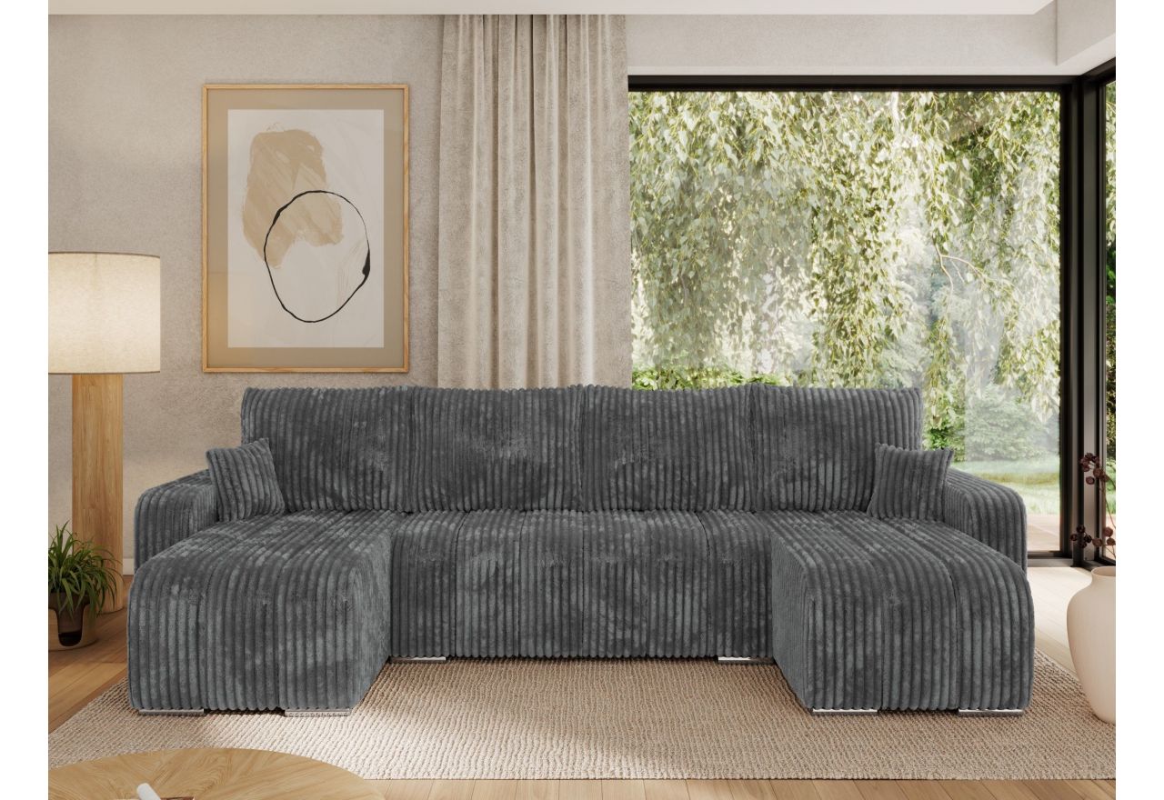 Narożnik KIRASSO U - uniwersalny - szary, sztruks