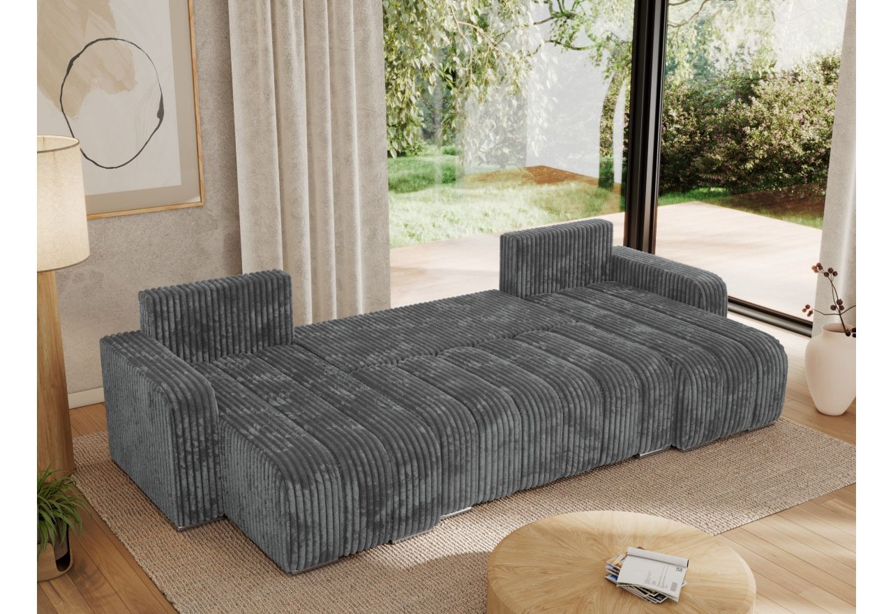 Narożnik KIRASSO U - uniwersalny - szary, sztruks