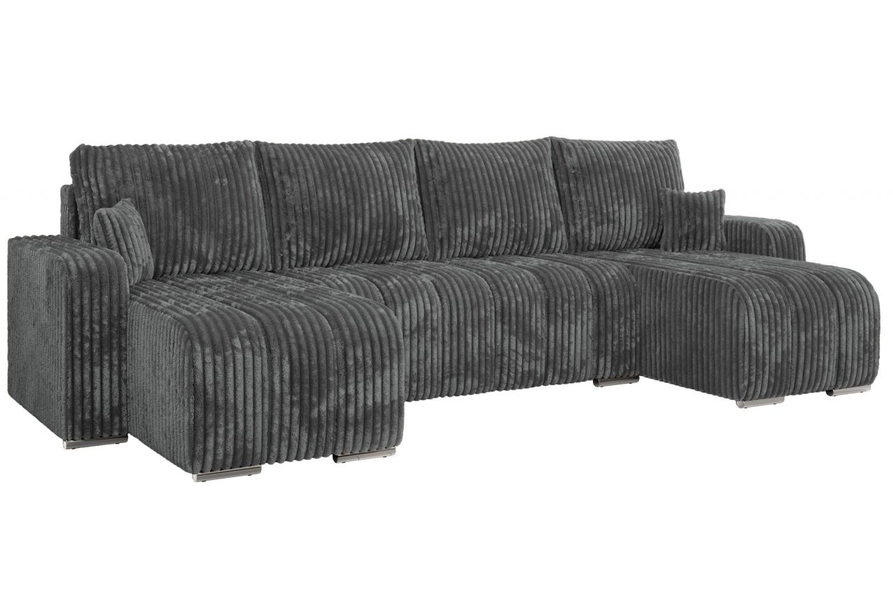 Narożnik KIRASSO U - uniwersalny - szary, sztruks