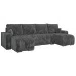 Narożnik KIRASSO U - uniwersalny - szary, sztruks