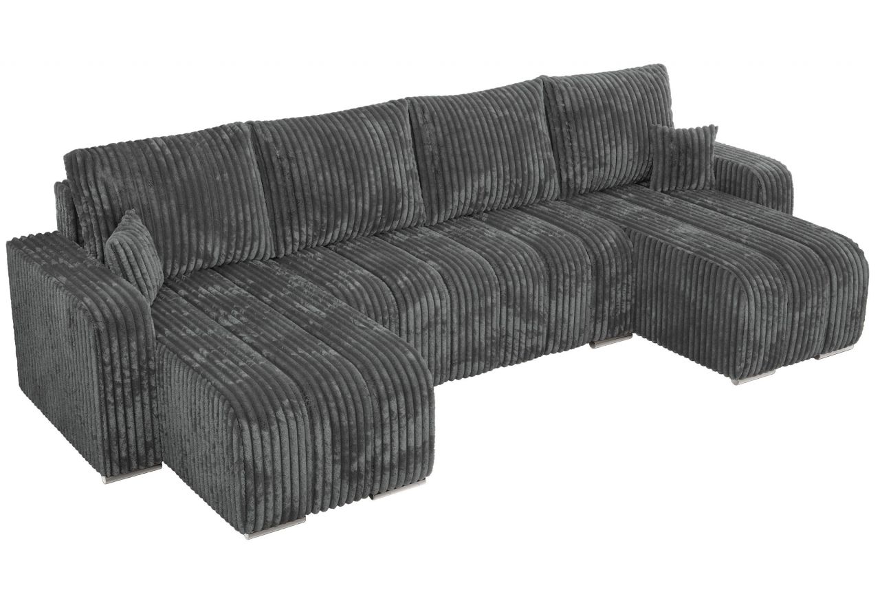 Narożnik KIRASSO U - uniwersalny - szary, sztruks