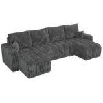 Narożnik KIRASSO U - uniwersalny - szary, sztruks