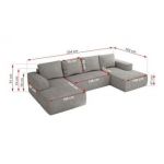 Narożnik TRENTINO U - uniwersalny - jasnoszary, struktura