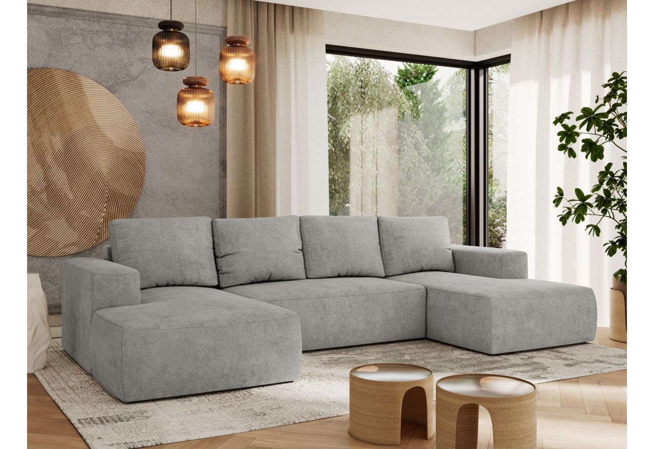 Narożnik TRENTINO U - uniwersalny - jasnoszary, struktura