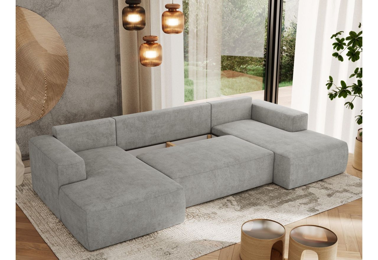 Narożnik TRENTINO U - uniwersalny - jasnoszary, struktura