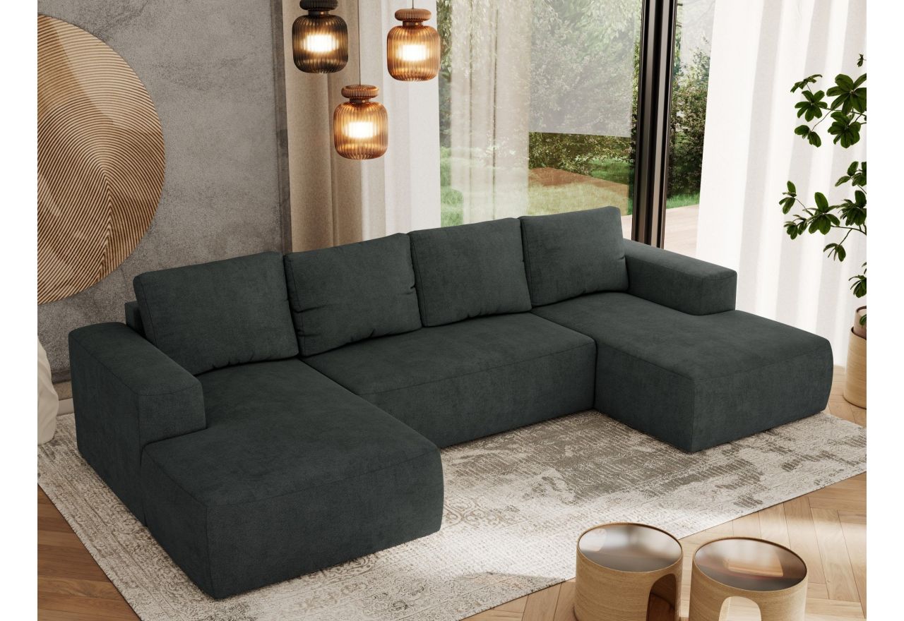 Narożnik TRENTINO U - uniwersalny - ciemnoszary, struktura