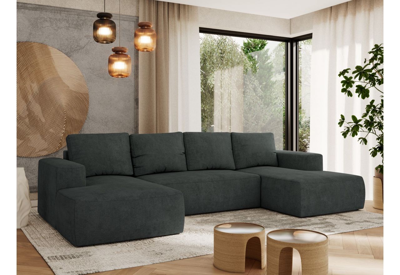 Narożnik TRENTINO U - uniwersalny - ciemnoszary, struktura