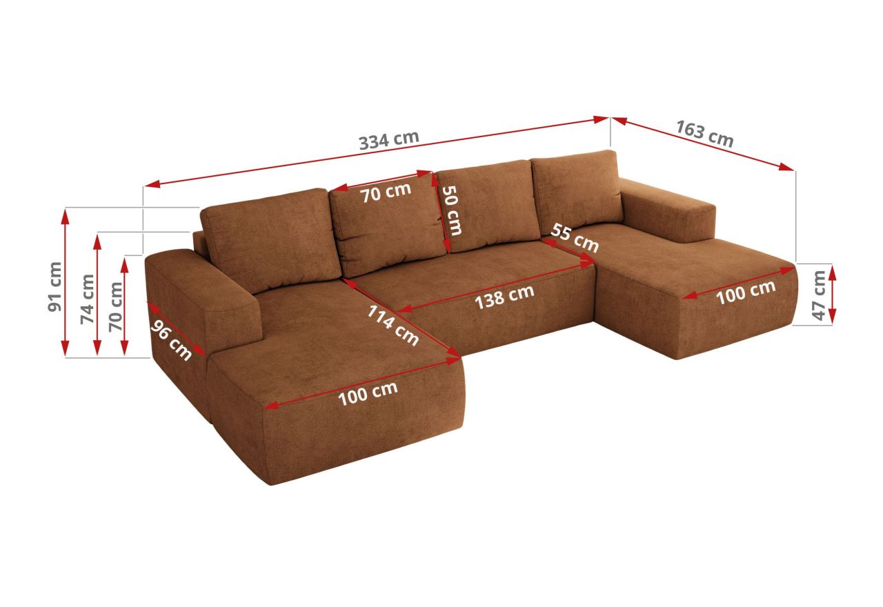 Narożnik TRENTINO U - uniwersalny - pomarańczowy, struktura