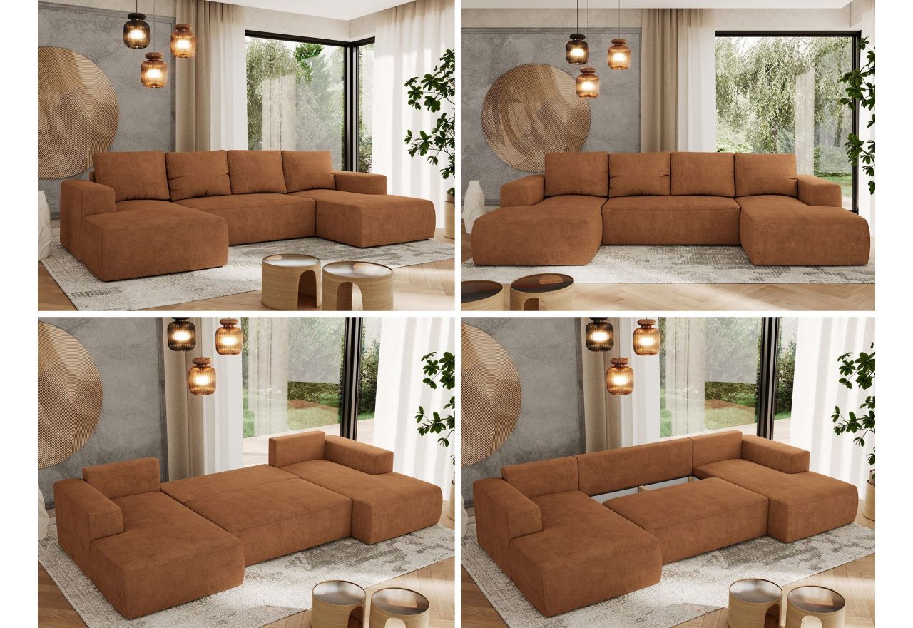 Narożnik TRENTINO U - uniwersalny - pomarańczowy, struktura