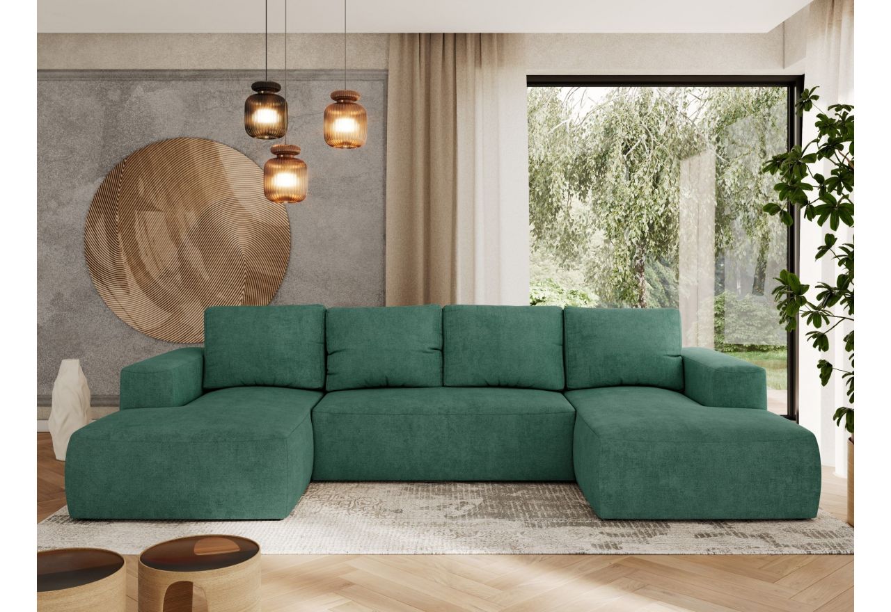 Narożnik TRENTINO U - uniwersalny - ciemnozielony, struktura