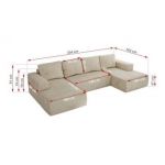 Narożnik TRENTINO U - uniwersalny - beżowy, welwet