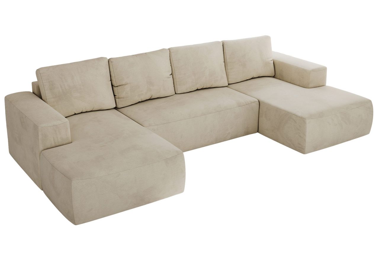 Narożnik TRENTINO U - uniwersalny - beżowy, welwet