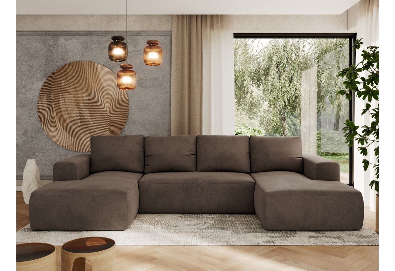 Narożnik TRENTINO U - uniwersalny - brązowy, welwet