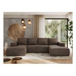 Narożnik TRENTINO U - uniwersalny - brązowy, welwet