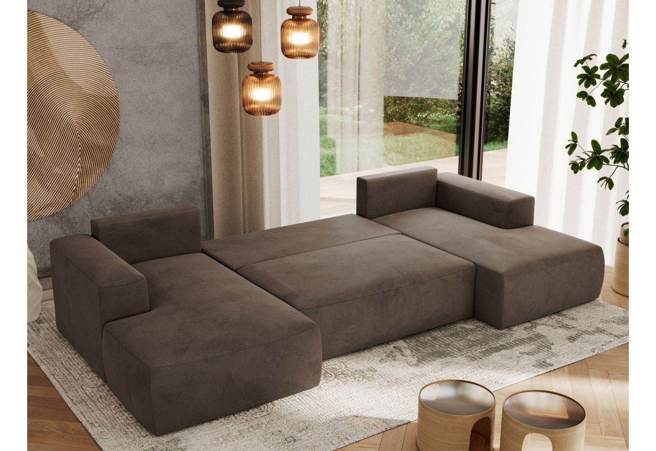 Narożnik TRENTINO U - uniwersalny - brązowy, welwet