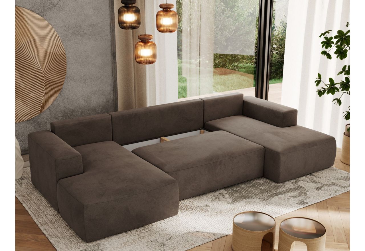 Narożnik TRENTINO U - uniwersalny - brązowy, welwet