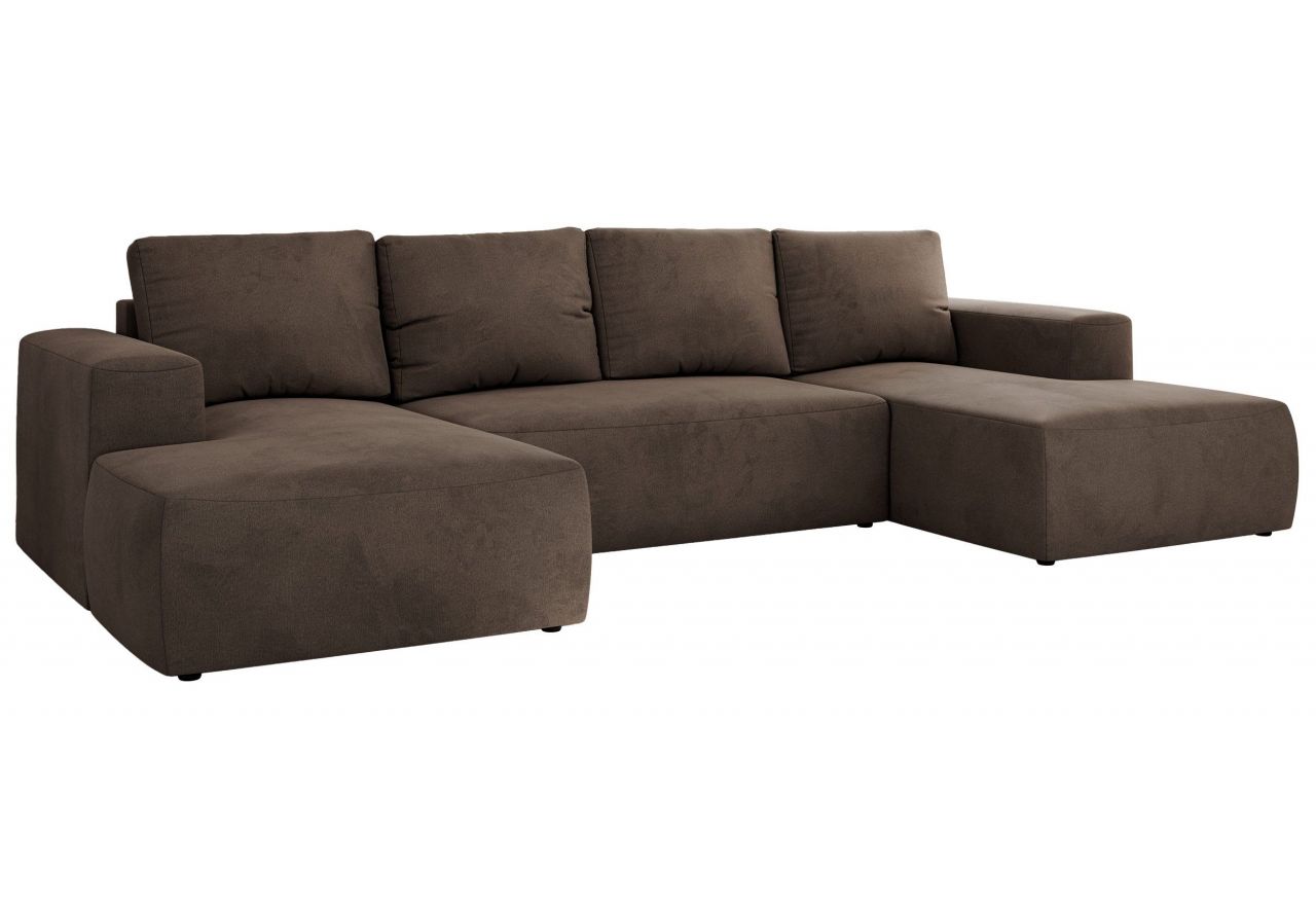 Narożnik TRENTINO U - uniwersalny - brązowy, welwet