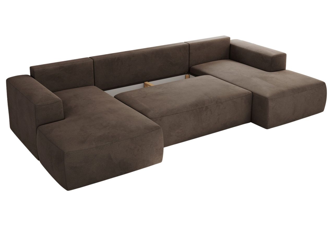 Narożnik TRENTINO U - uniwersalny - brązowy, welwet