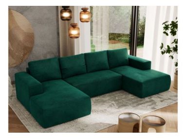 Narożnik TRENTINO U - uniwersalny - ciemnozielony, welwet