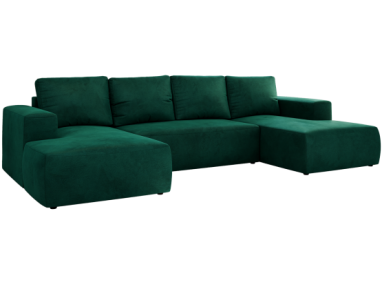 Narożnik TRENTINO U - uniwersalny - ciemnozielony, welwet