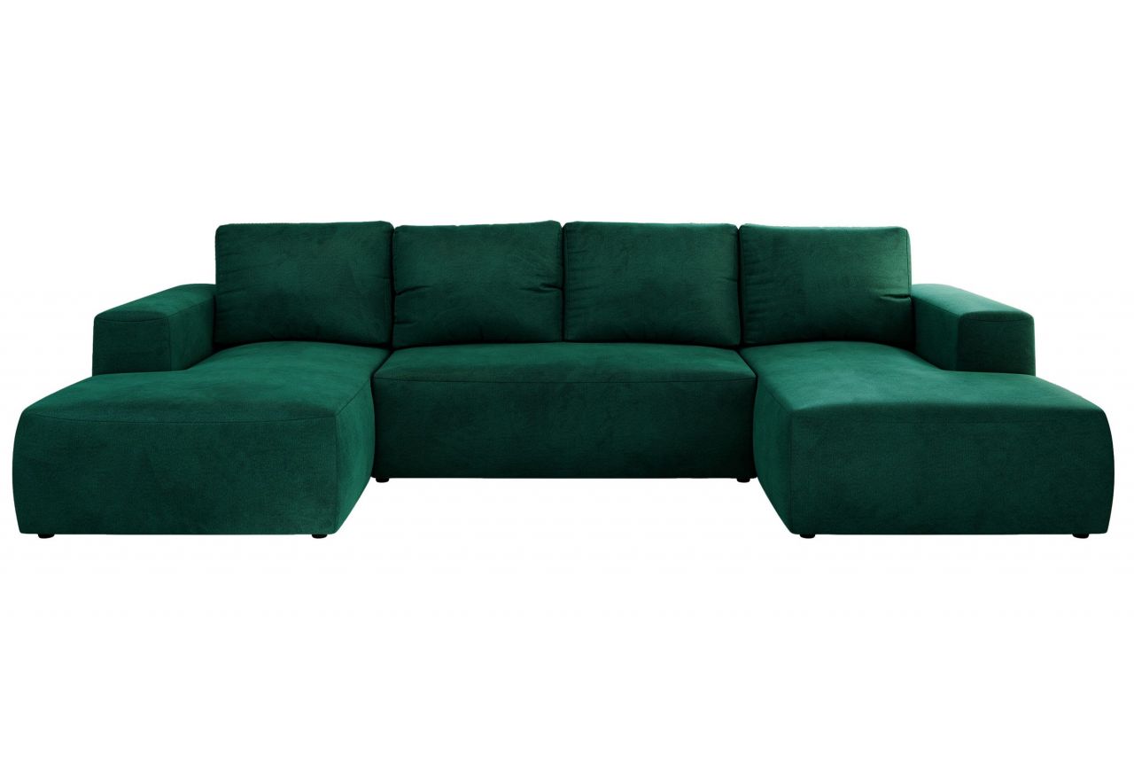 Narożnik TRENTINO U - uniwersalny - ciemnozielony, welwet