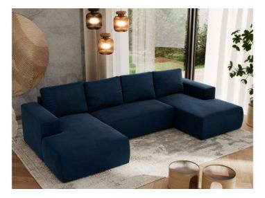 Narożnik TRENTINO U - uniwersalny - ciemnoniebieski, welwet