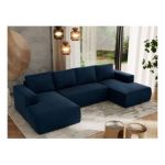 Narożnik TRENTINO U - uniwersalny - ciemnoniebieski, welwet