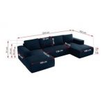 Narożnik TRENTINO U - uniwersalny - ciemnoniebieski, welwet