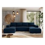 Narożnik TRENTINO U - uniwersalny - ciemnoniebieski, welwet