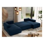 Narożnik TRENTINO U - uniwersalny - ciemnoniebieski, welwet