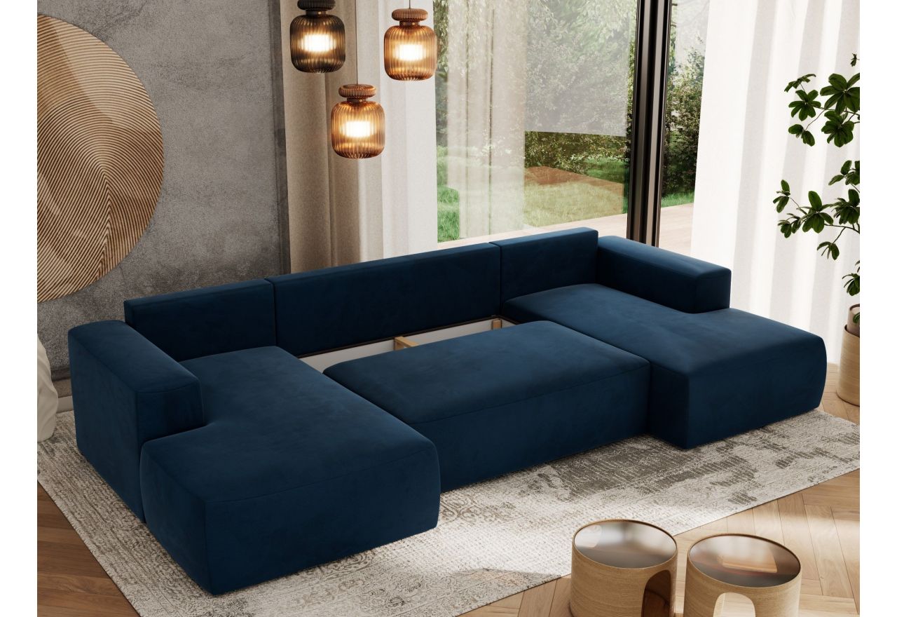 Narożnik TRENTINO U - uniwersalny - ciemnoniebieski, welwet