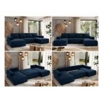 Narożnik TRENTINO U - uniwersalny - ciemnoniebieski, welwet