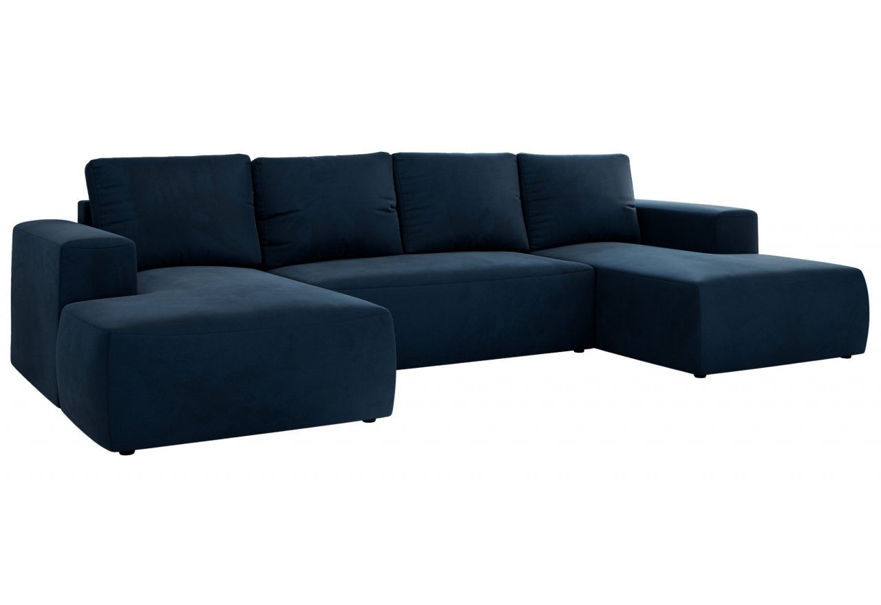 Narożnik TRENTINO U - uniwersalny - ciemnoniebieski, welwet