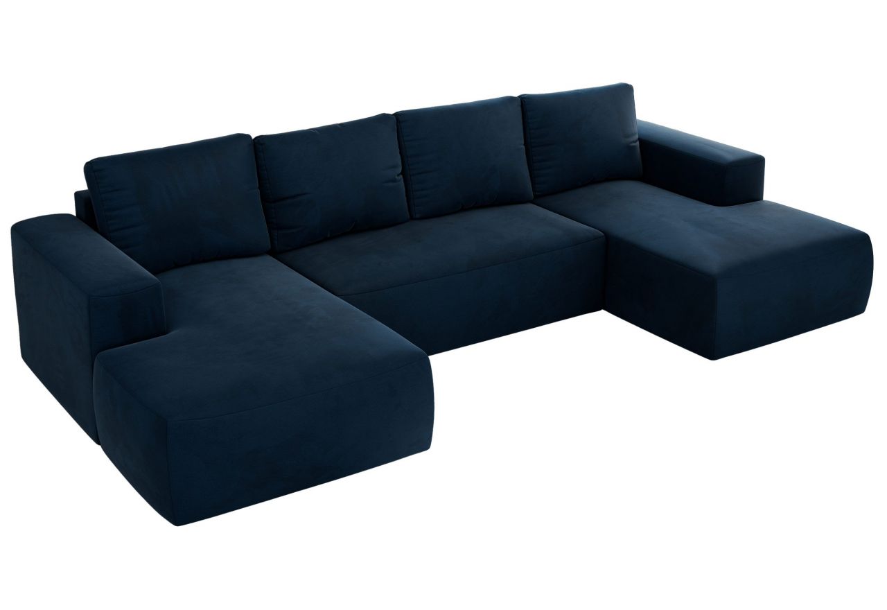 Narożnik TRENTINO U - uniwersalny - ciemnoniebieski, welwet