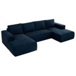 Narożnik TRENTINO U - uniwersalny - ciemnoniebieski, welwet
