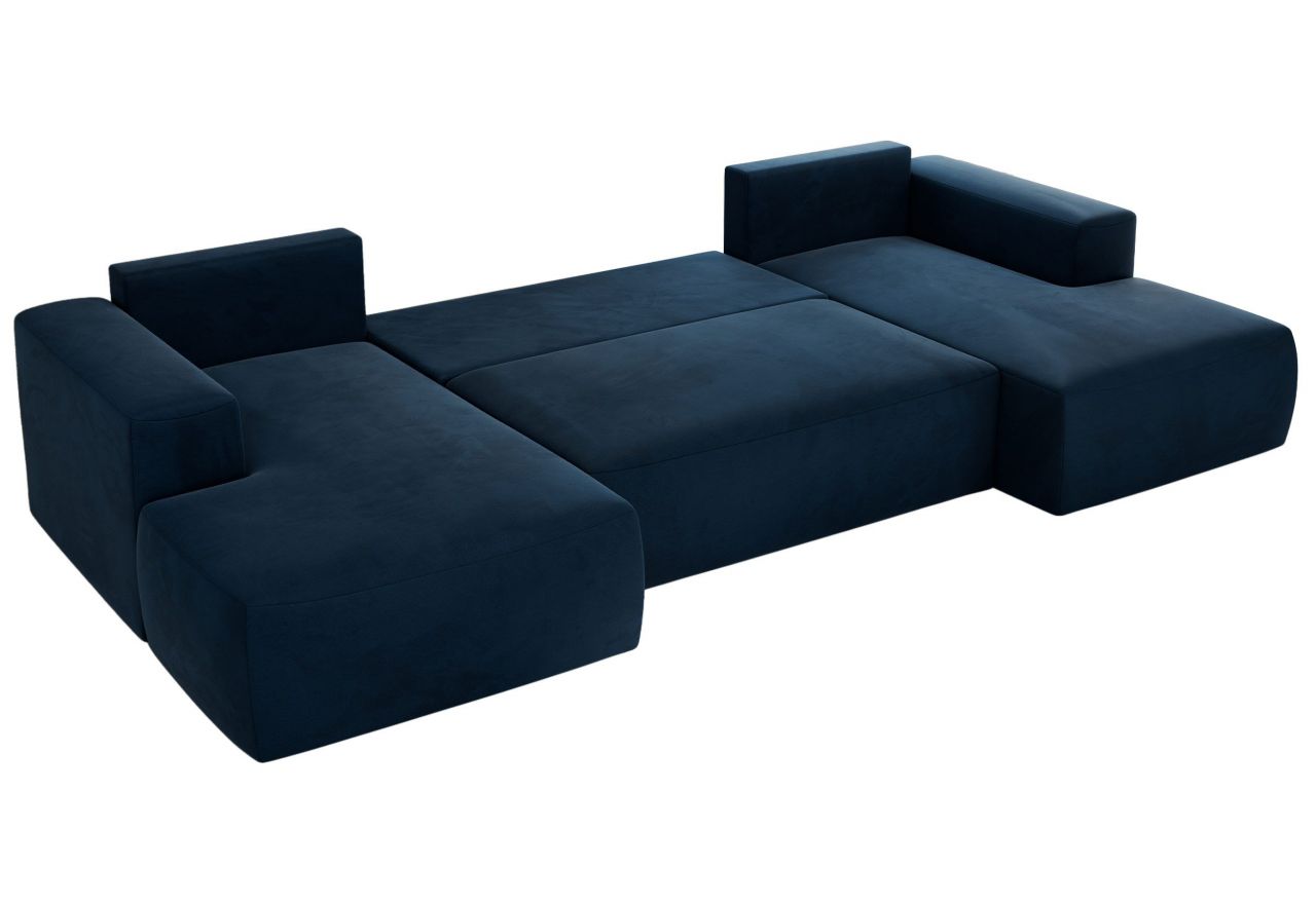 Narożnik TRENTINO U - uniwersalny - ciemnoniebieski, welwet