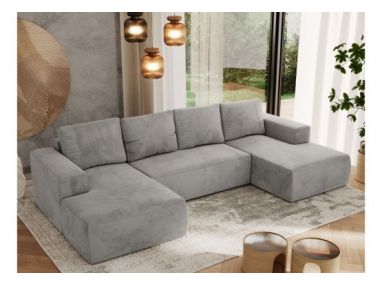 Narożnik TRENTINO U - uniwersalny - jasnoszary, welwet