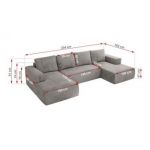 Narożnik TRENTINO U - uniwersalny - jasnoszary, welwet