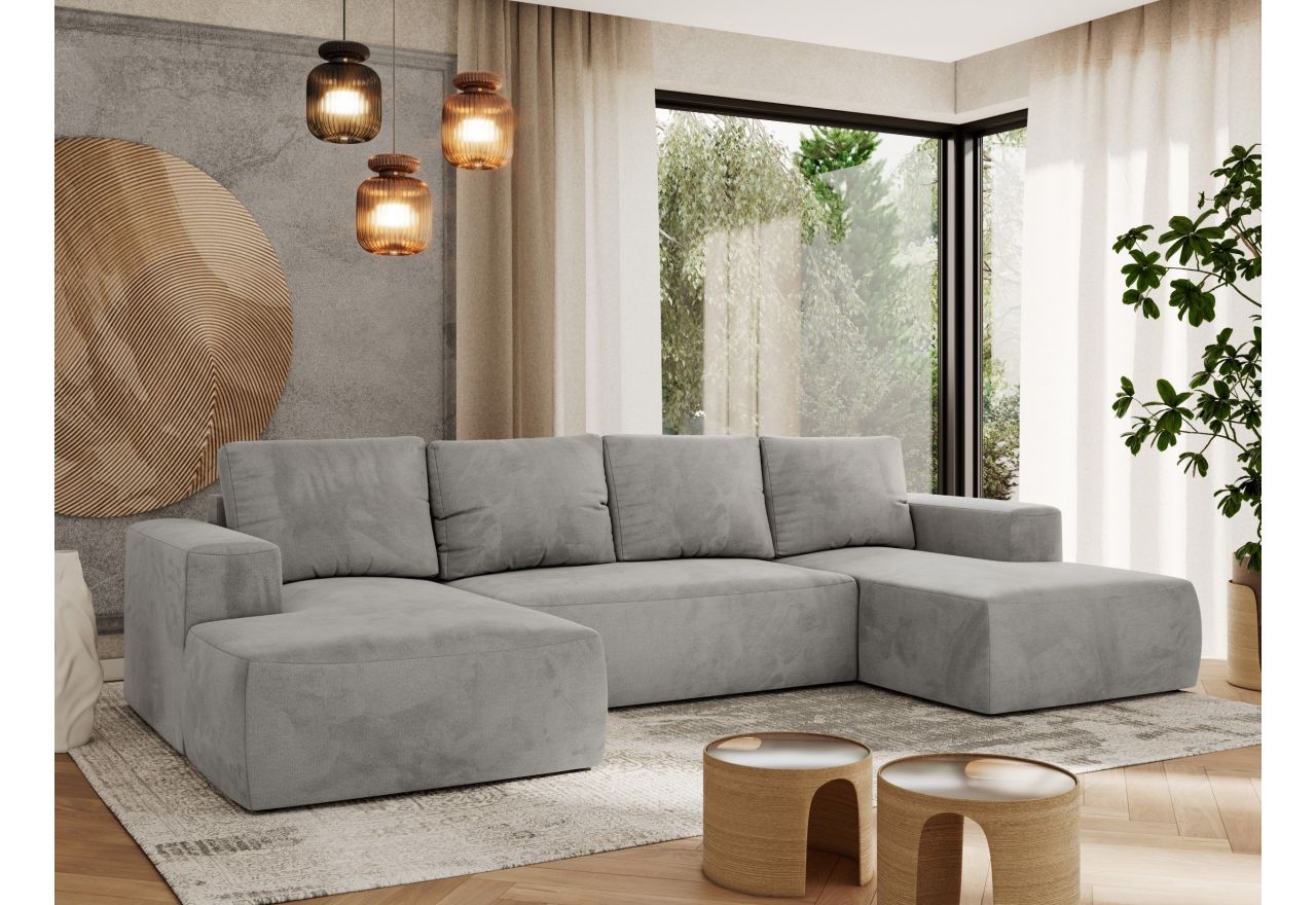 Narożnik TRENTINO U - uniwersalny - jasnoszary, welwet