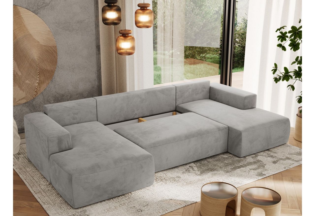 Narożnik TRENTINO U - uniwersalny - jasnoszary, welwet