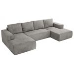 Narożnik TRENTINO U - uniwersalny - jasnoszary, welwet