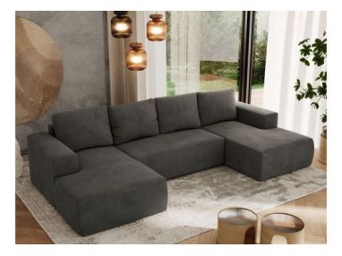 Narożnik TRENTINO U - uniwersalny - ciemnoszary, welwet