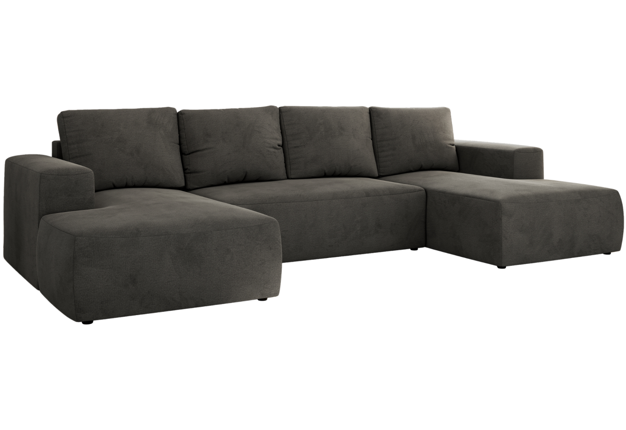 Narożnik TRENTINO U - uniwersalny - ciemnoszary, welwet