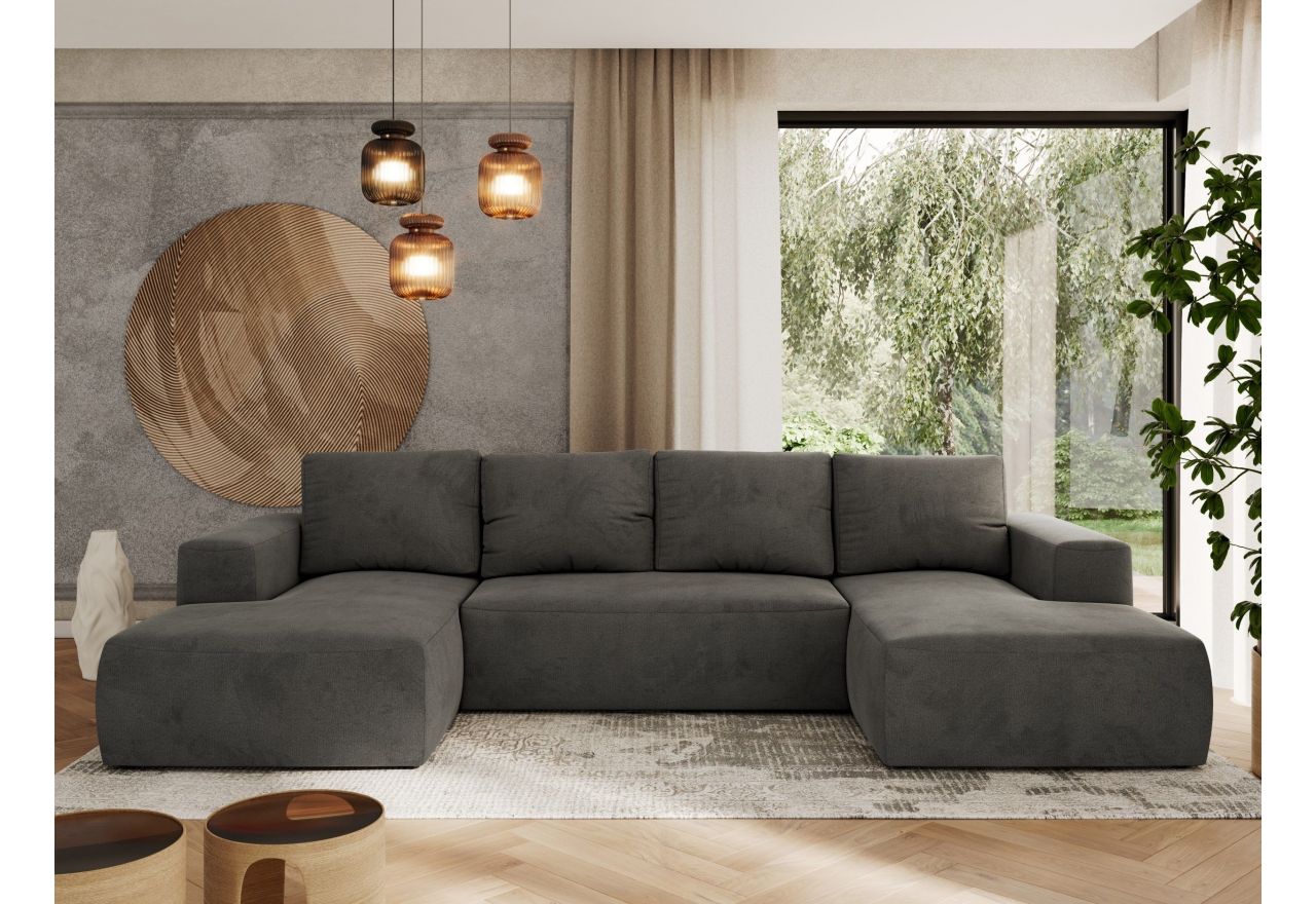 Narożnik TRENTINO U - uniwersalny - ciemnoszary, welwet