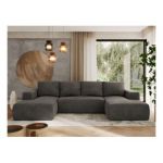 Narożnik TRENTINO U - uniwersalny - ciemnoszary, welwet