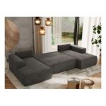 Narożnik TRENTINO U - uniwersalny - ciemnoszary, welwet