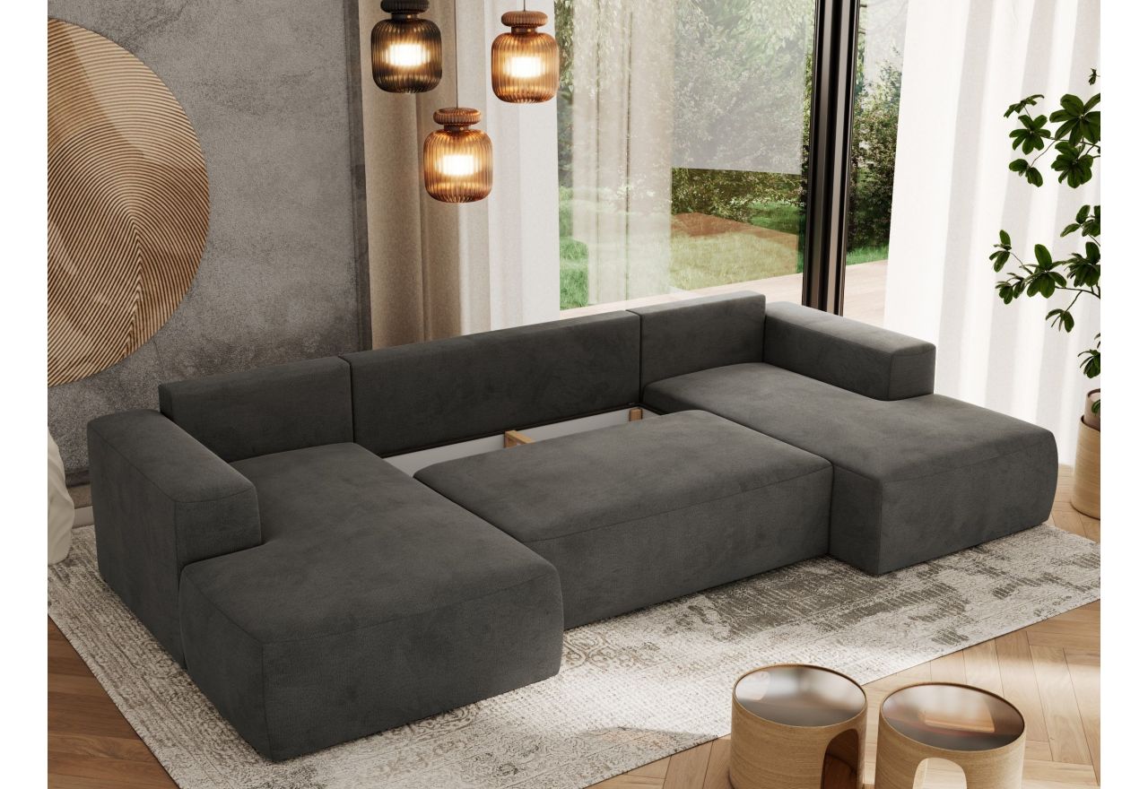 Narożnik TRENTINO U - uniwersalny - ciemnoszary, welwet