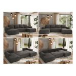 Narożnik TRENTINO U - uniwersalny - ciemnoszary, welwet