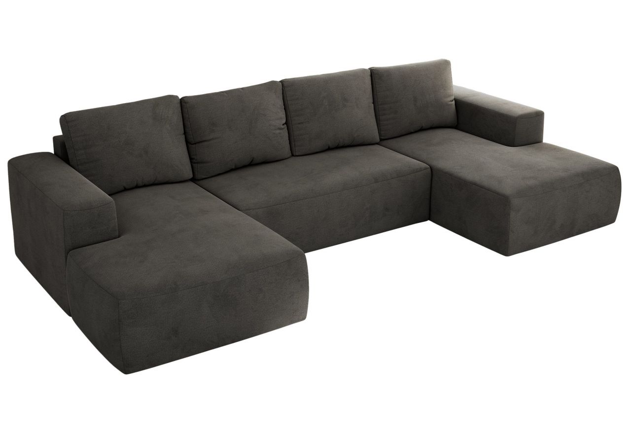 Narożnik TRENTINO U - uniwersalny - ciemnoszary, welwet