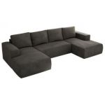 Narożnik TRENTINO U - uniwersalny - ciemnoszary, welwet